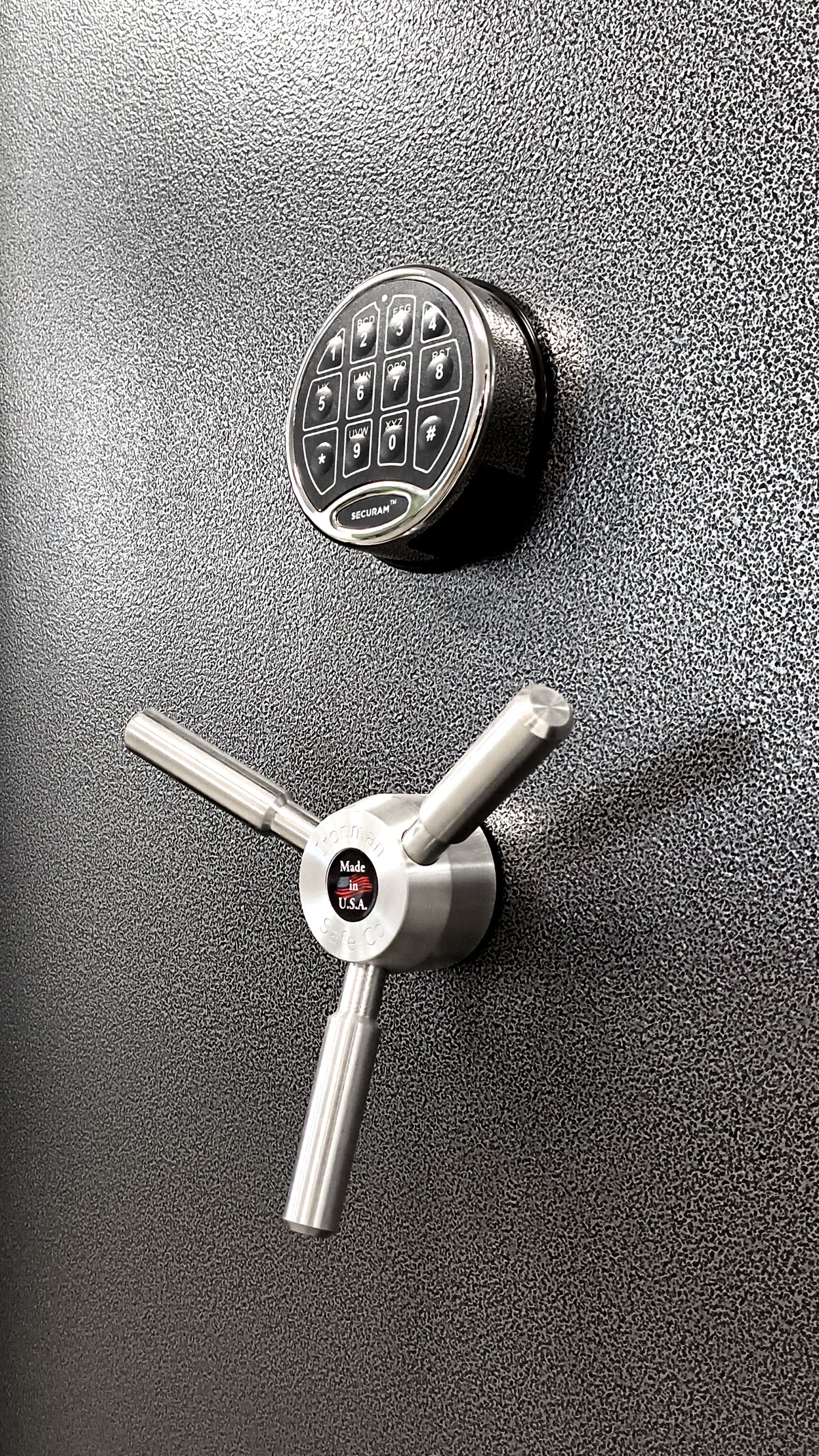 Ironman 8036 Residential Vault Door Securam Basic lock and tri-spoke handle.