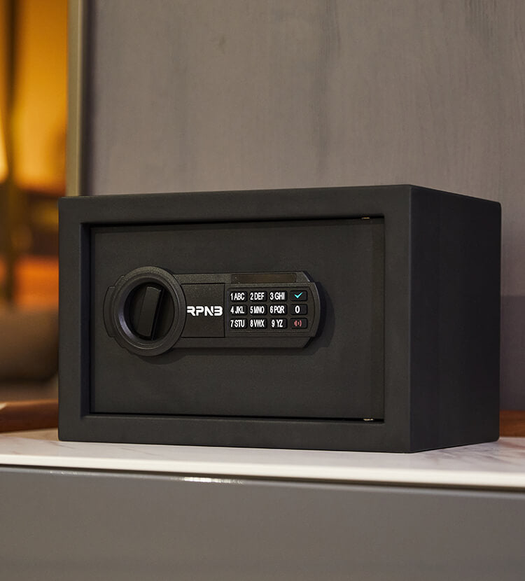 RPNB RP20ESA Electronic Home Safe with Digital Keypad On Nightstand 4