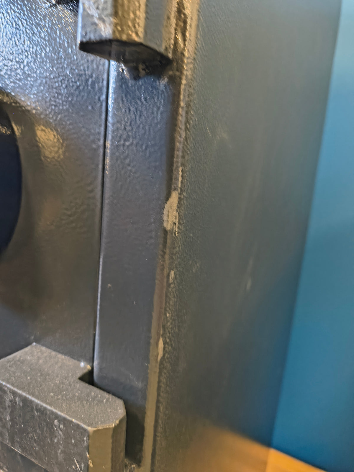 Blemished Protex FDD-3214 II blemishes on front right edge of safe. 