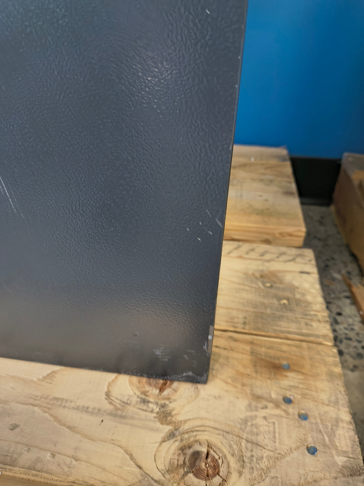 Blemished Protex FDD-3214 II blemishes on bottom right hand corner of safe. 