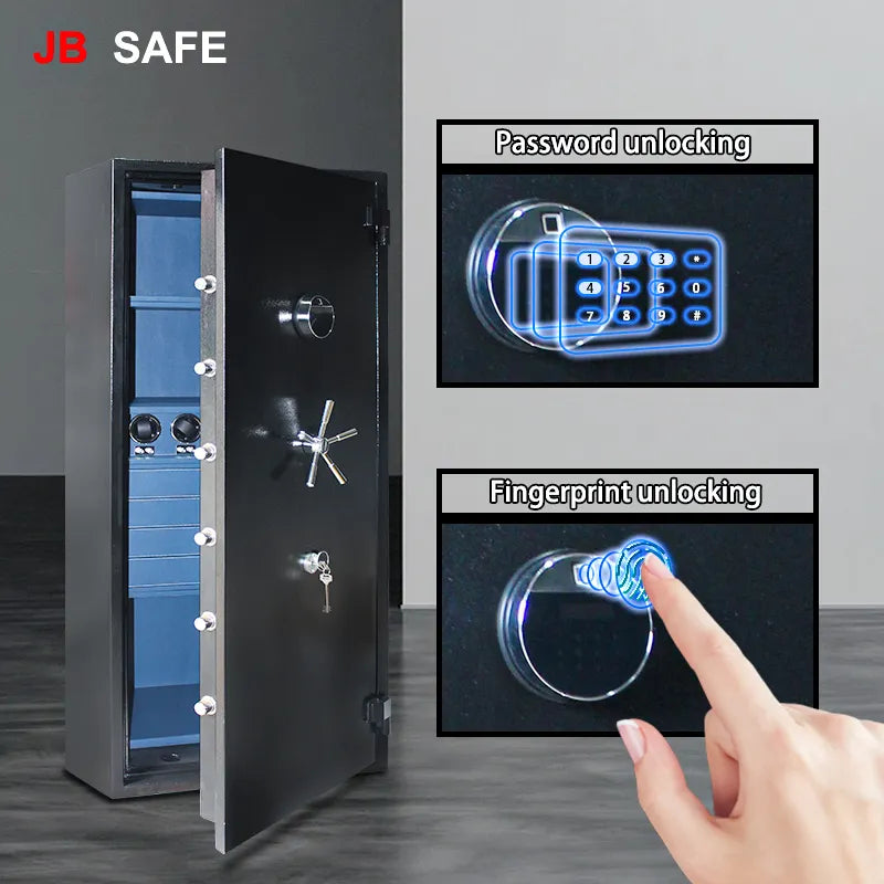 JB Large Watch Winder & Jewelry Safe Fireproof 4 Jewelry Drawers & 5 Watch Winders Door Wide Open