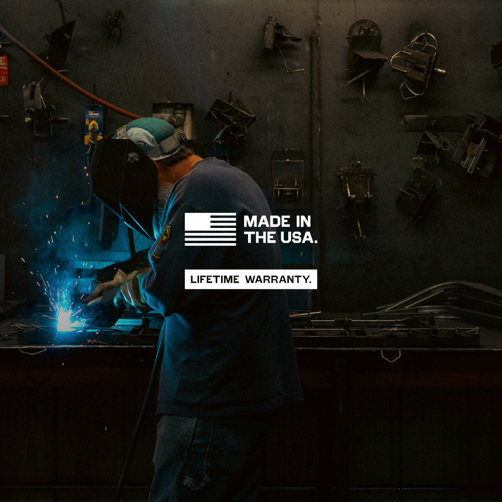 Person welding with 'Made in the USA' logo overlay