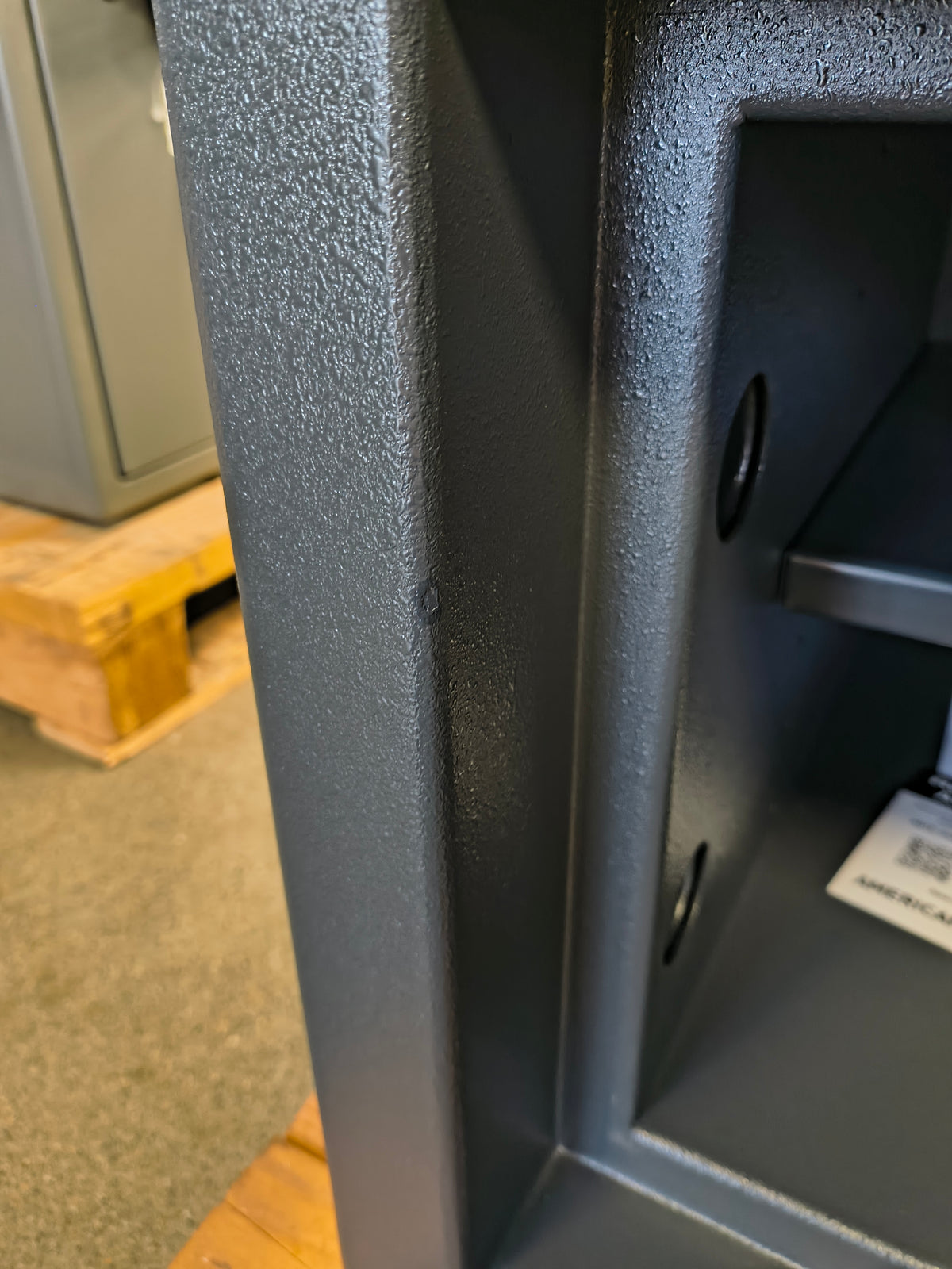 Blemished AMSEC MAX1014 TL-15 with minor paint blemish near door with touch up paint applied.