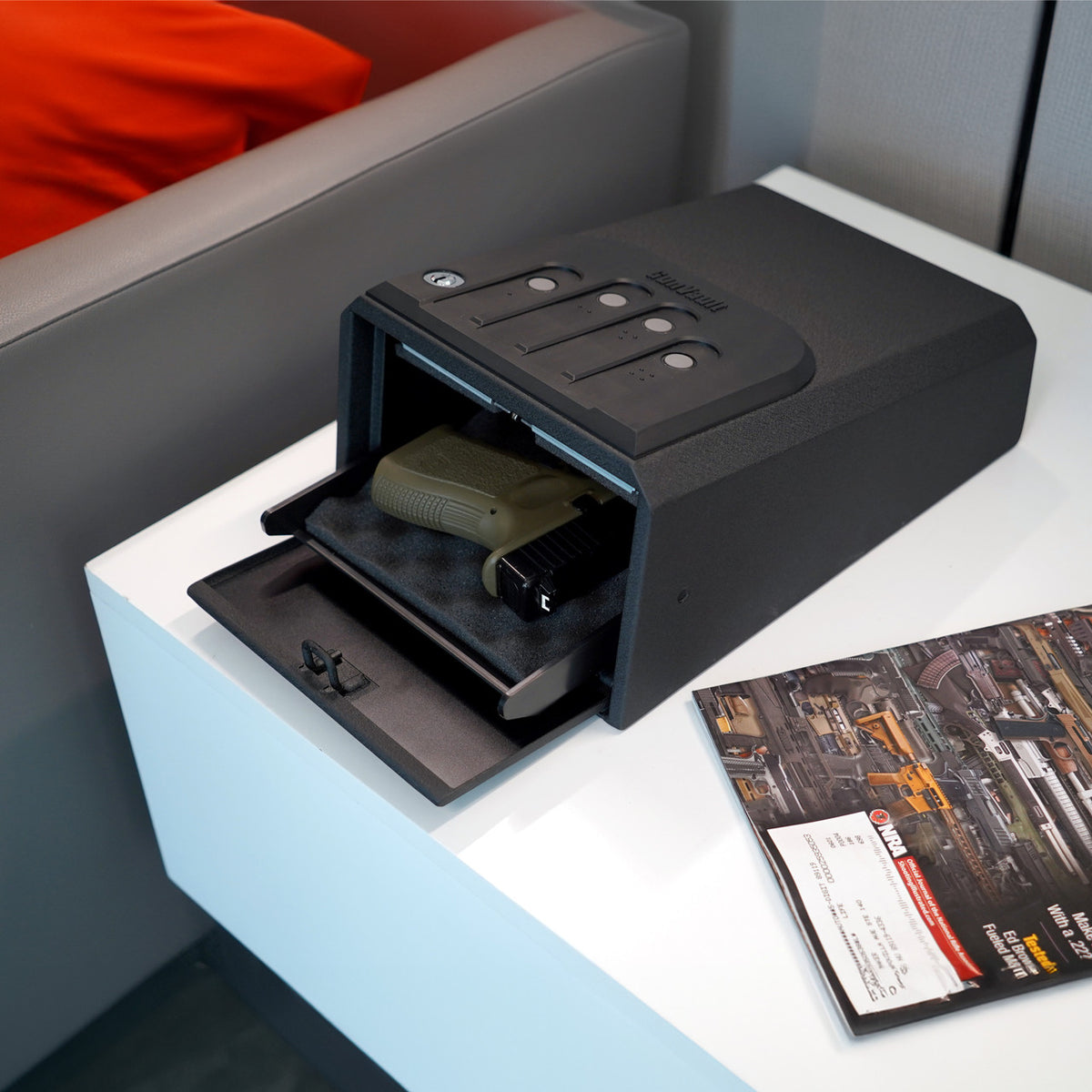 GunVault GV1050-19 MiniVault Handgun Safe On Desk