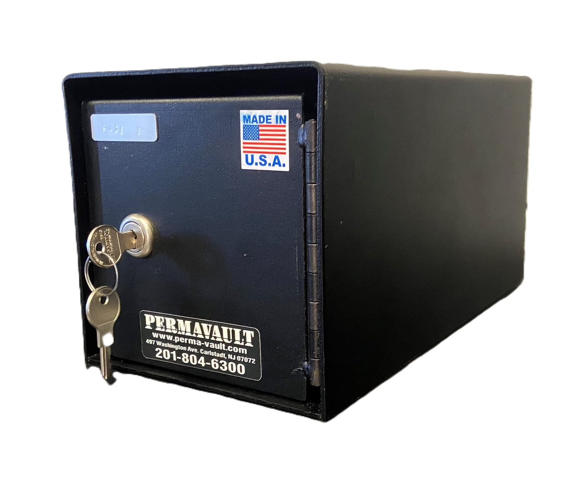 Perma-Vault PRO-20 Under Counter Drop Box with Single Key Lock Angled