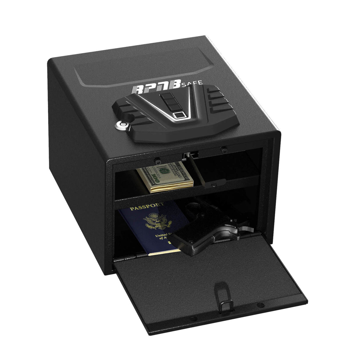 RPNB RP2002 Quick Access Biometric Pistol Safe with Electronic Lock Open with Handgun