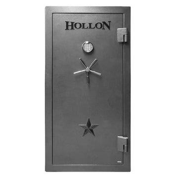 Hollon RG-22 Republic 22 gun safe in grey with electronic keypad and 5-spoke chrome handle, front view
