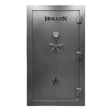 Hollon RG-42 Republic 42 gun safe in gray with electronic keypad and 5-spoke chrome handle, front view