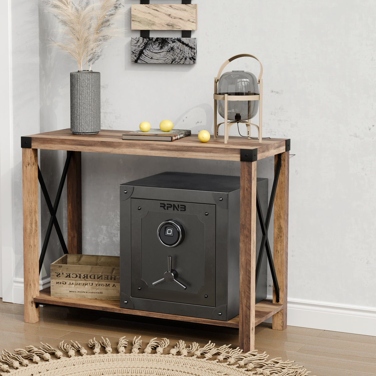 RPNB RPFV45 Large Home Retro Style Biometric Safe with Jewelry Drawer Installed on Shelf