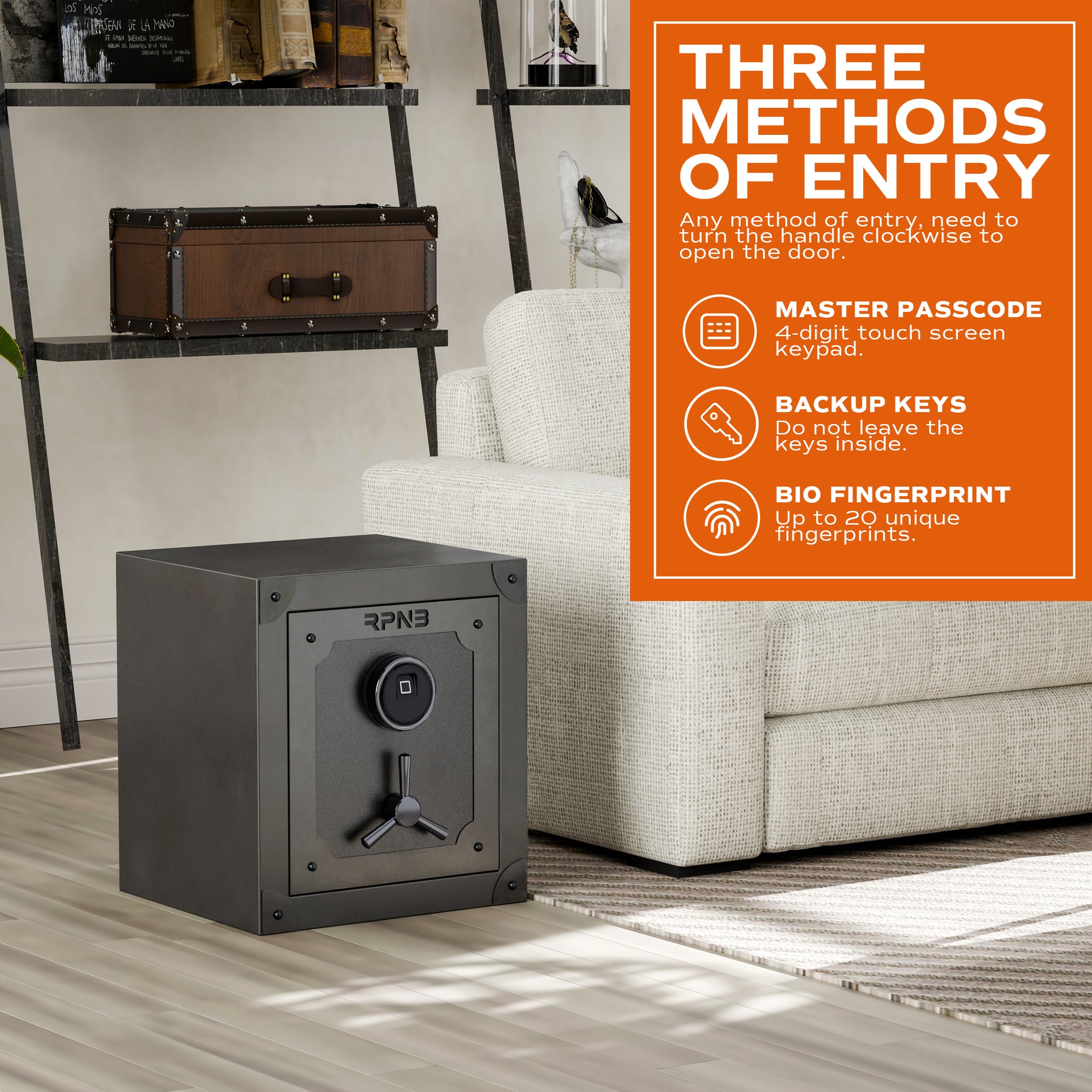 RPNB RPFV45 Large Home Retro Style Biometric Safe with Jewelry Drawer ...