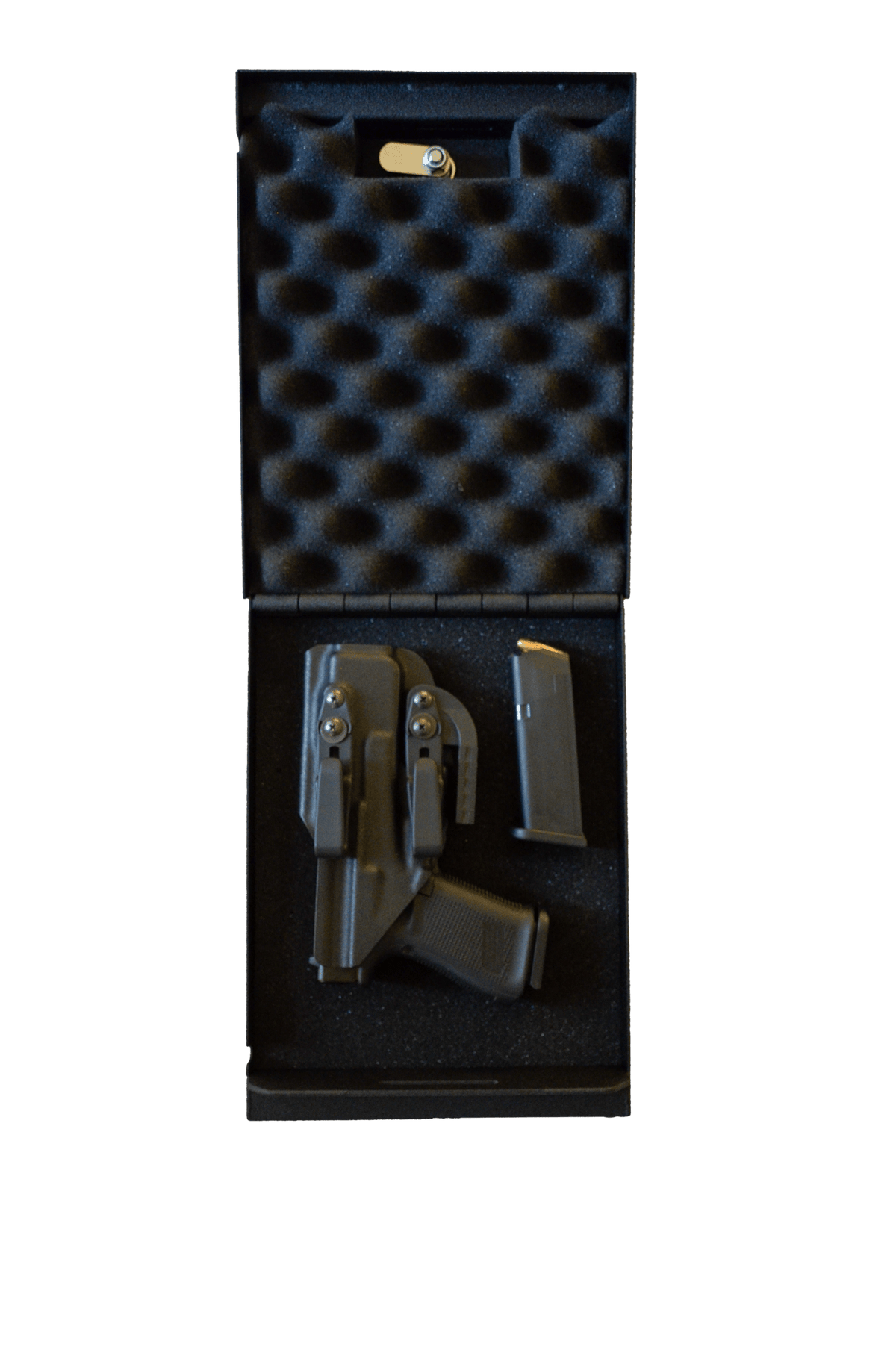 Steelhead Drifter 2 Portable Pistol Box Door Open with Handgun Inside