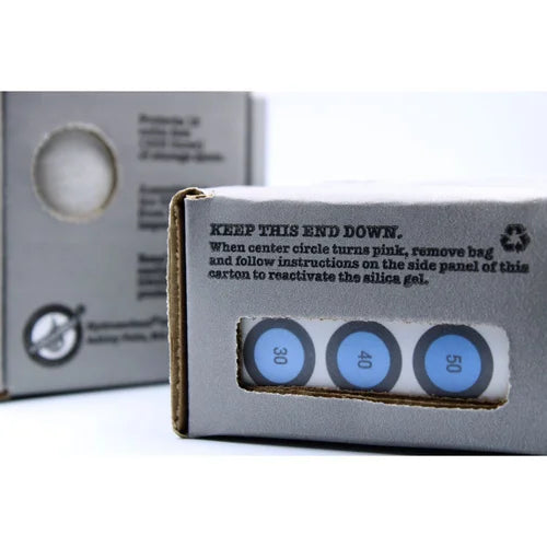 Silica gel packet with instructions on a white background