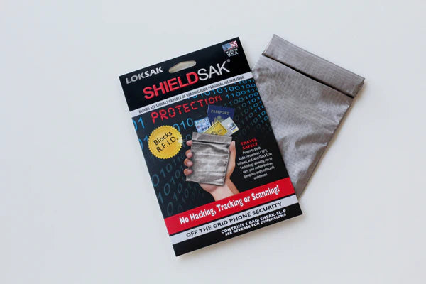 LokSak ShieldSak packaging with a fabric pouch on a white background