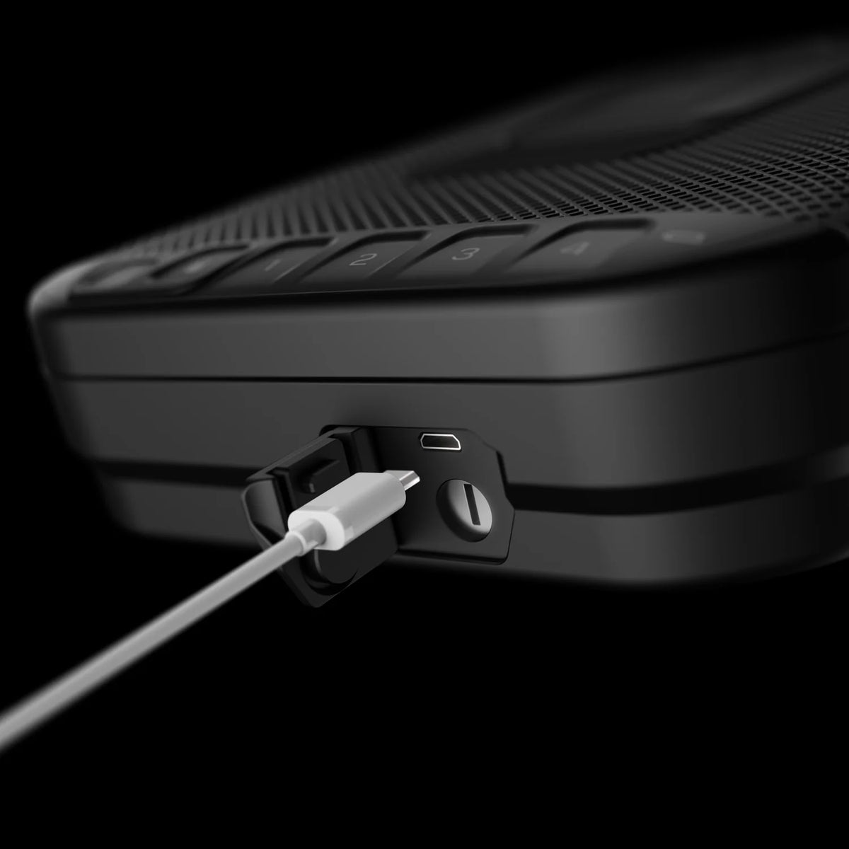 Vaultek LifePod 10 Rose by Sig Sauer showing USB charger and key slot