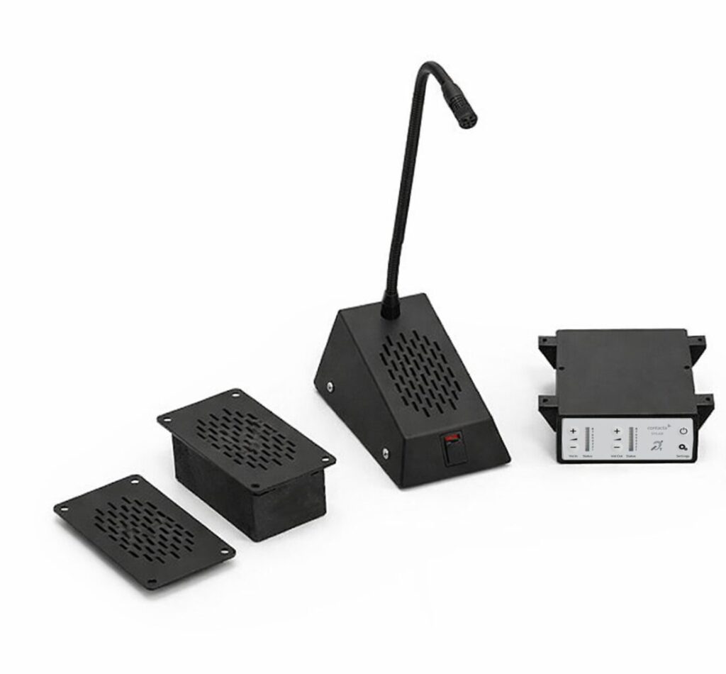Contacta STS-K003 Black Textured kit: flush-mount speaker and enclosure, gooseneck staff unit, and amplifier with controls