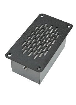 Contacta STS-S61 flush-mounted customer speaker in black powder coat with perforated faceplate and in-counter recessed body