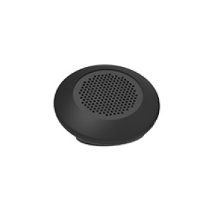 Contacta STS-S70 round black ABS speaker pod with perforated grille for indoor window intercom systems