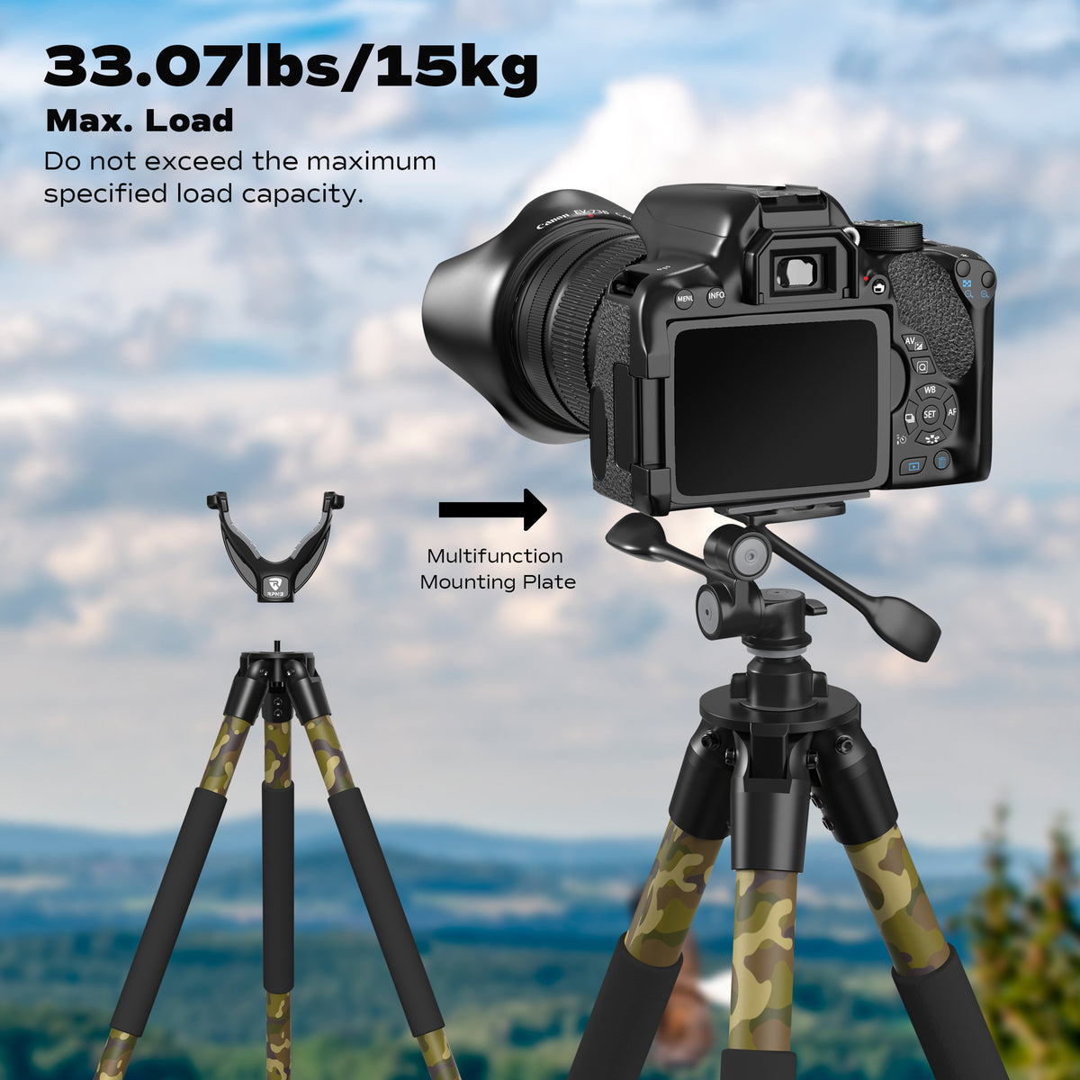 RPNB HTC-1 Adjustable Shooting Tripod Camouflage with Camera