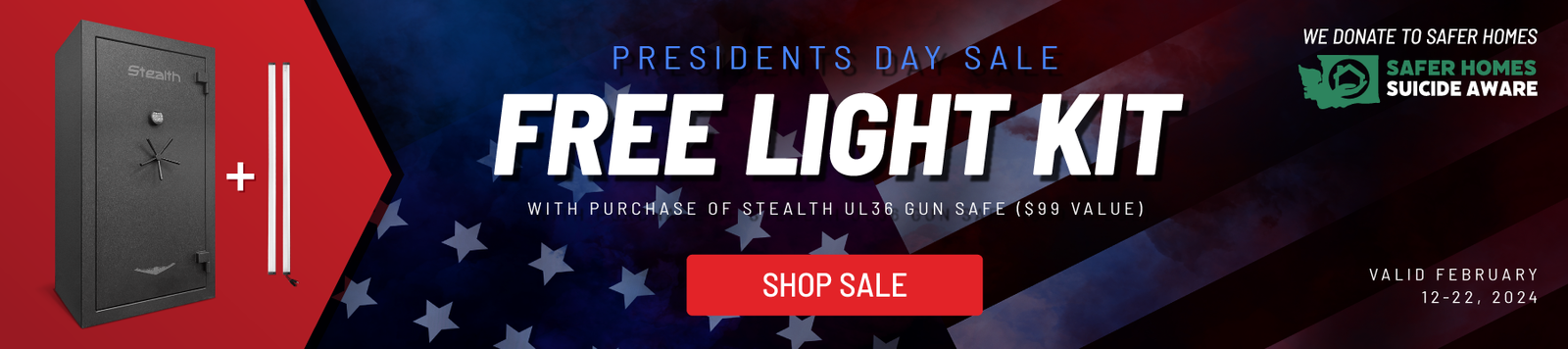 Free Light Kit with Purchase of Stealth UL36 Gun Safe