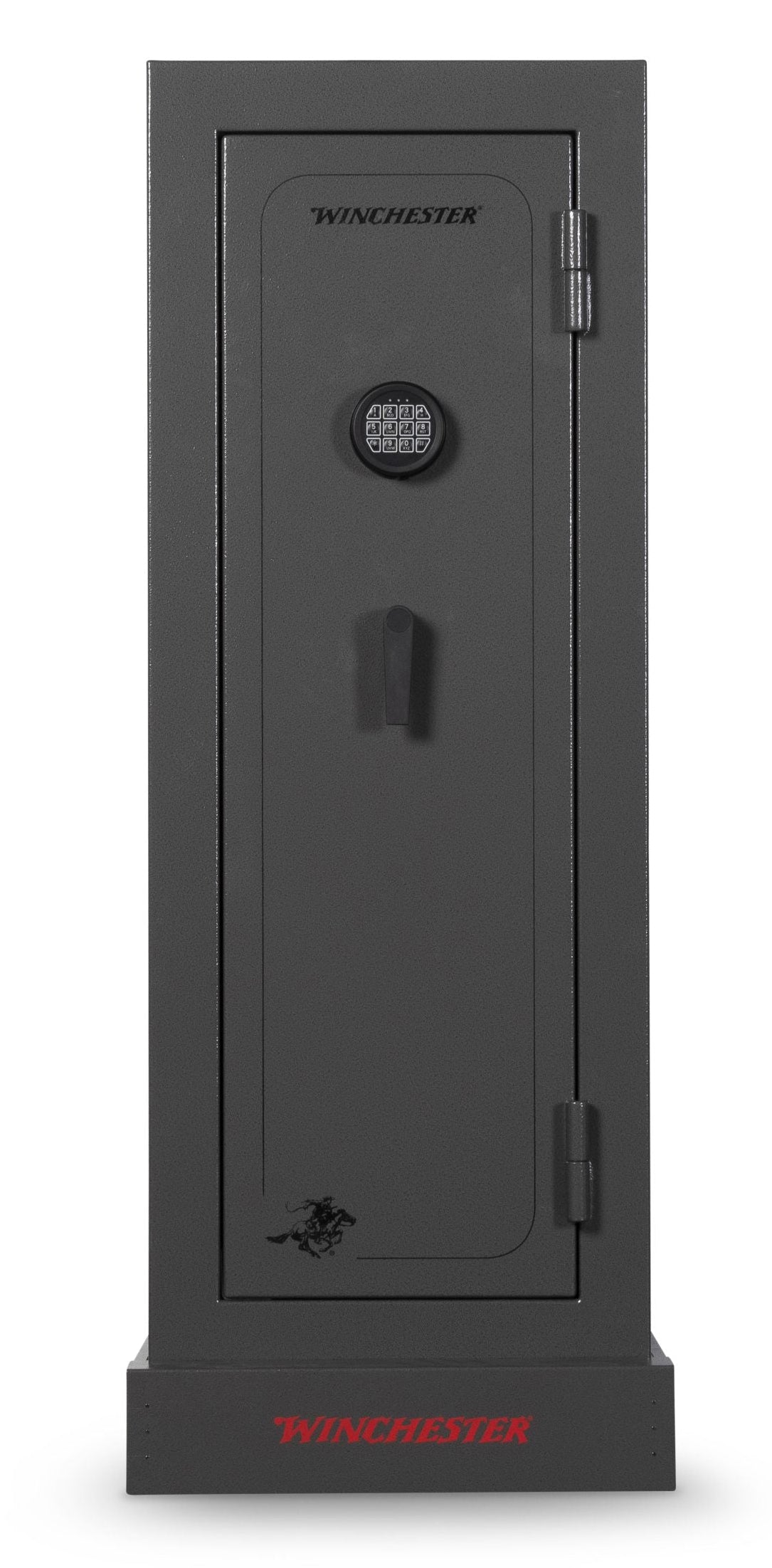 Winchester VaultLite 18 gun cabinet in slate powder coat with electronic keypad and black single lever handle