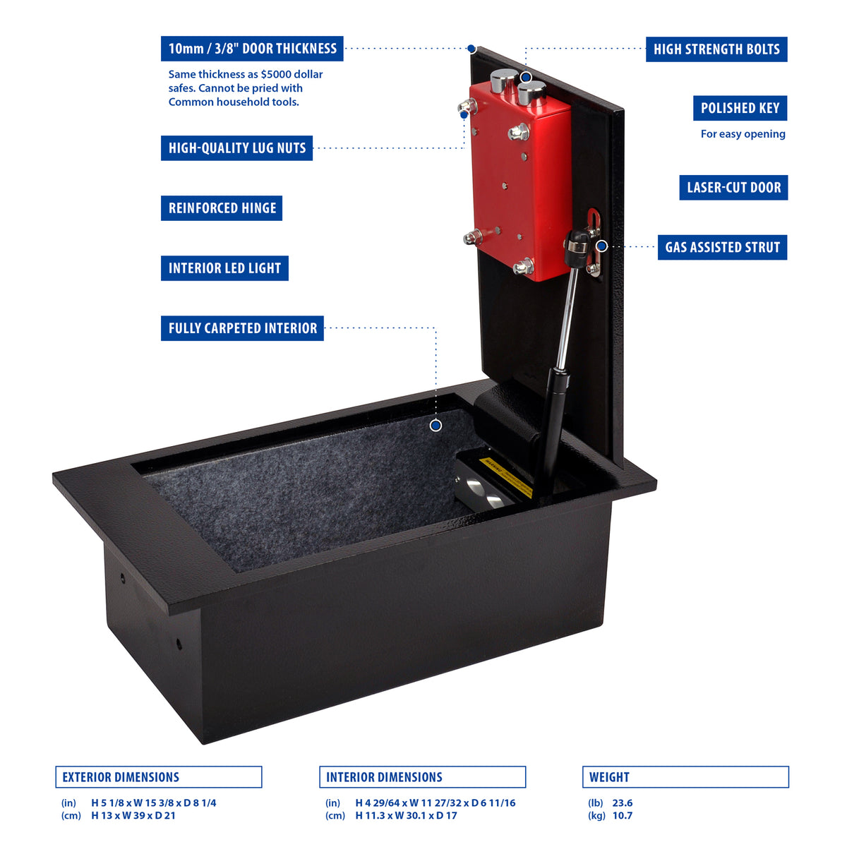 Viking VS-15FL Mechanical Floor Safe Features &amp; Dimensions