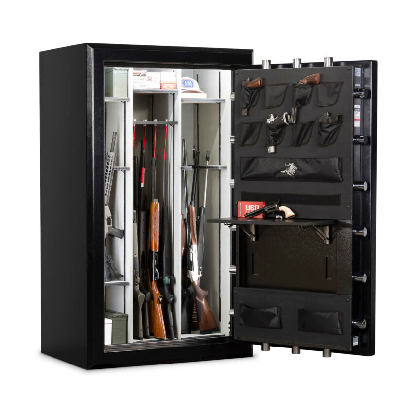 Winchester Legacy 53 loaded with long guns in GunStiXX vertical storage and a stocked door organizer with handguns and gear