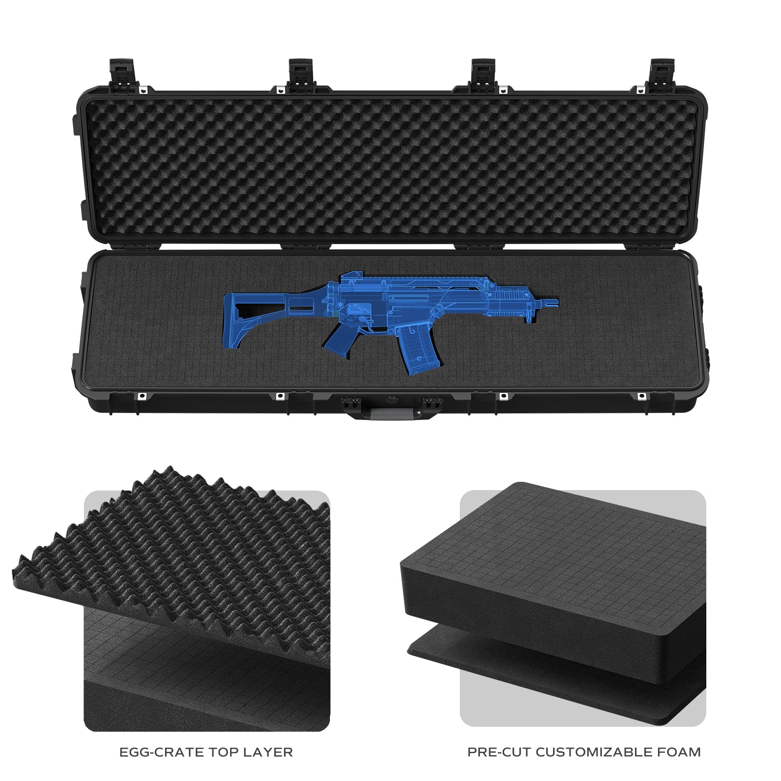RPNB PP-12150 Weatherproof Hard Rifle Case with Customizable Foam