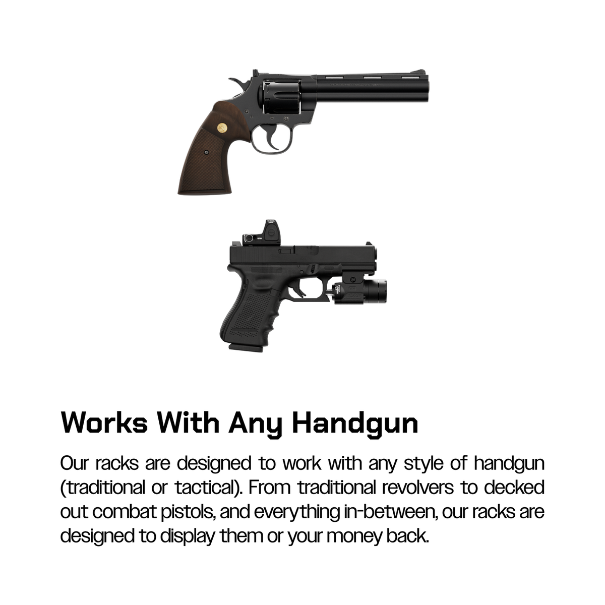 Hold Up Displays 5 Handgun Rack Wall Mount - HDTK509 Works with Any Handgun