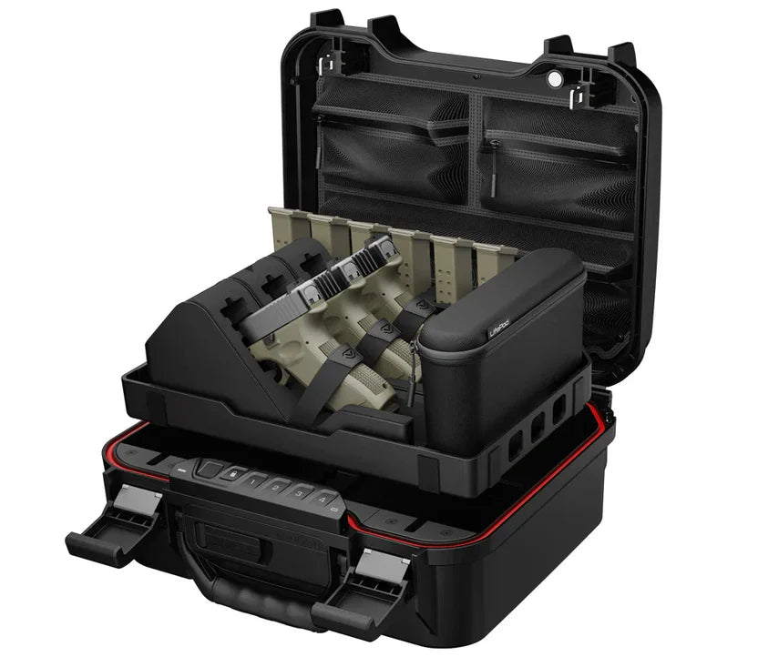 Vaultek LifePod XR Range Edition Weather Resistant Biometric Firearm Case with Tray Lifted Out