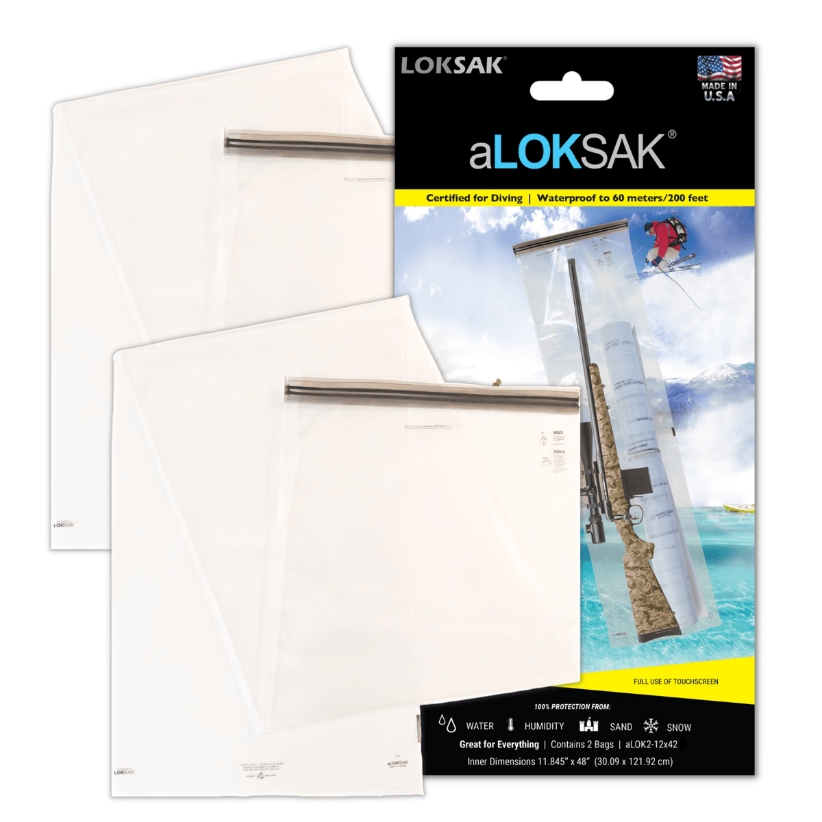 aLOKSAK 12x48 resealable waterproof firearm bag