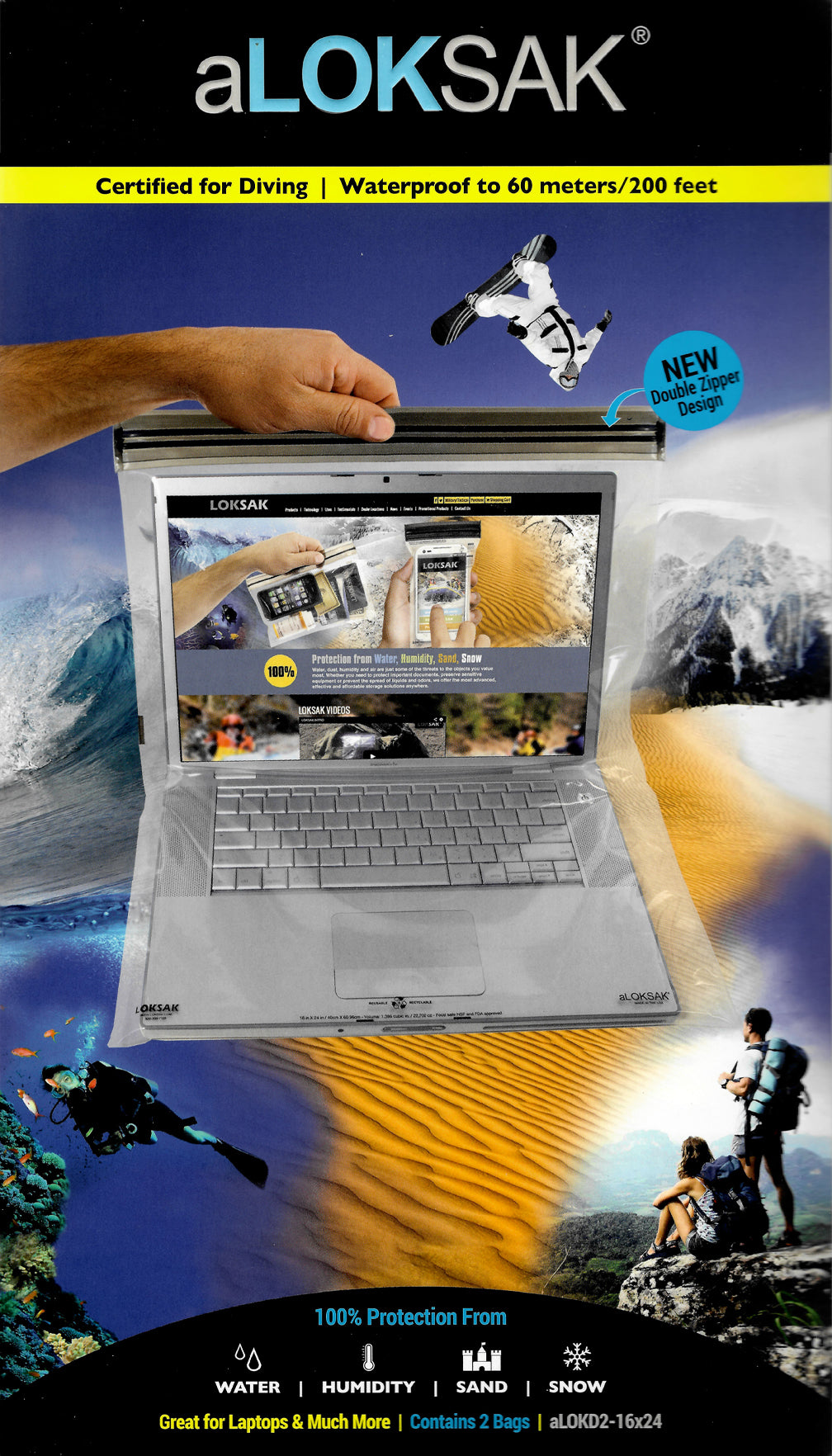 aLOKSAK 16" x 24" resealable waterproof bag packaging