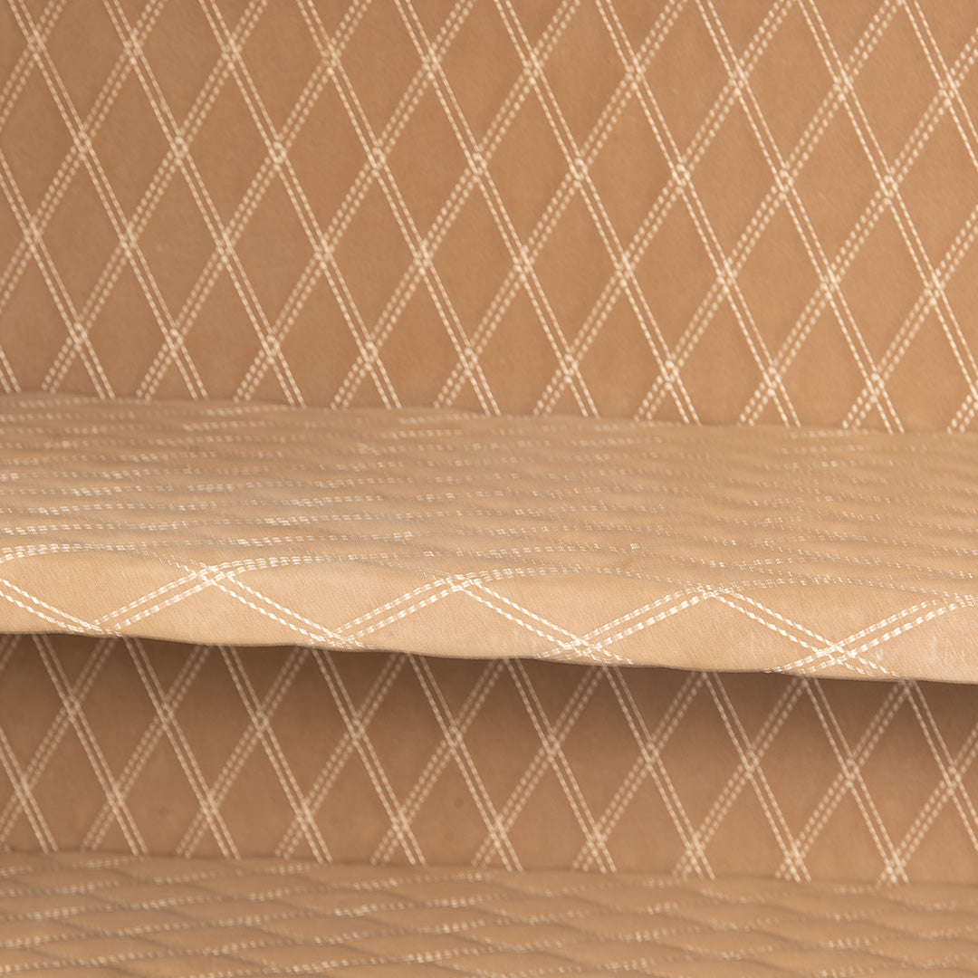 Brown fabric with white geometric pattern
