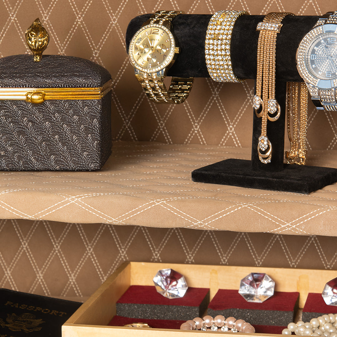 AMSEC AM3020PLUS White Home Security Safe with LED Light Closeup of Interior with Jewelry Inside