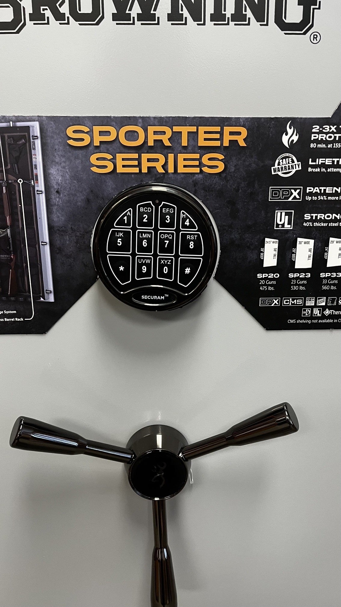 Close up view of the digital lock. It is a Securam Single User lock. 