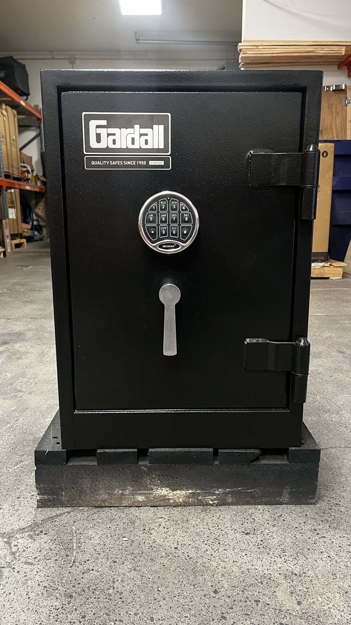 Front view of the safe, it comes with a digital lock. 