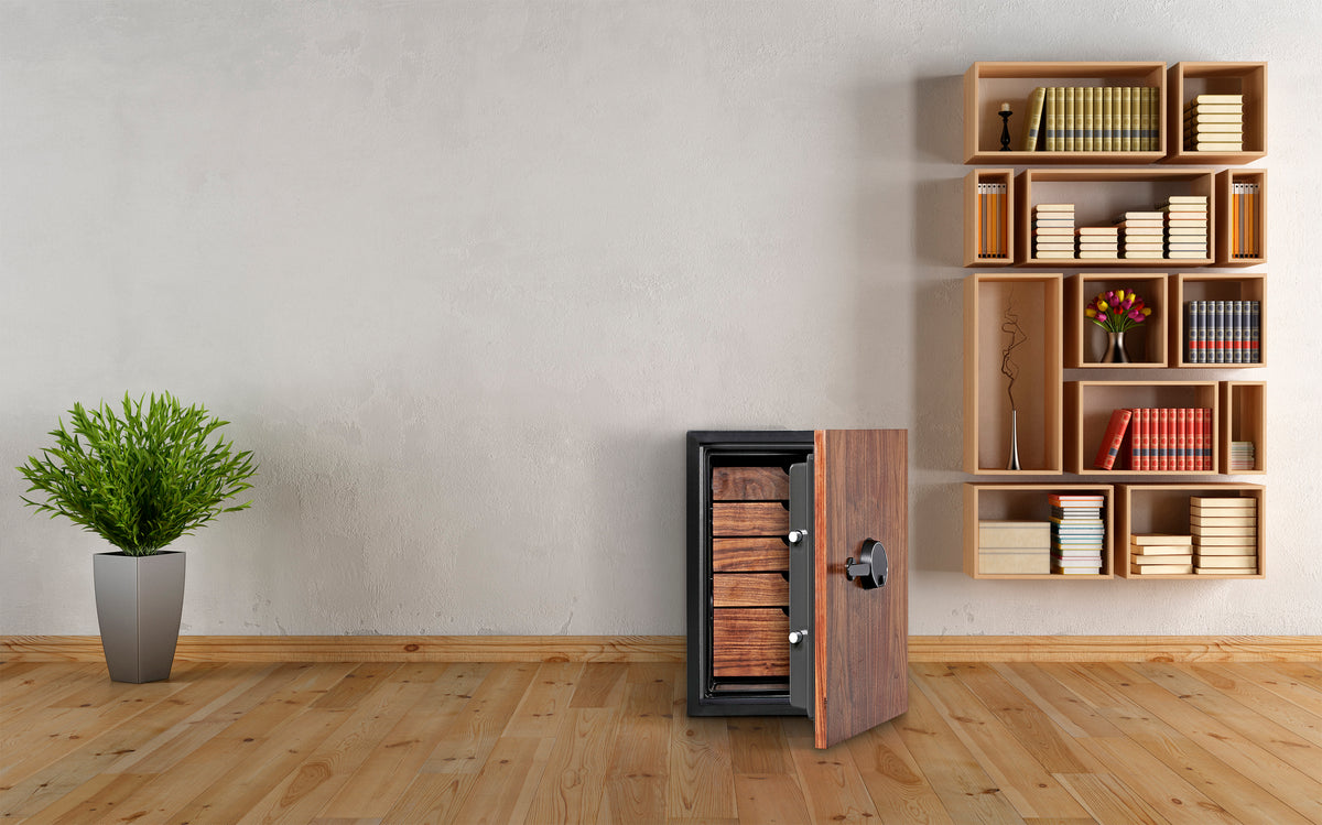 Phoenix DBAUM 800 Luxury Safe with Genuine Walnut Exterior Door Front Office Setting