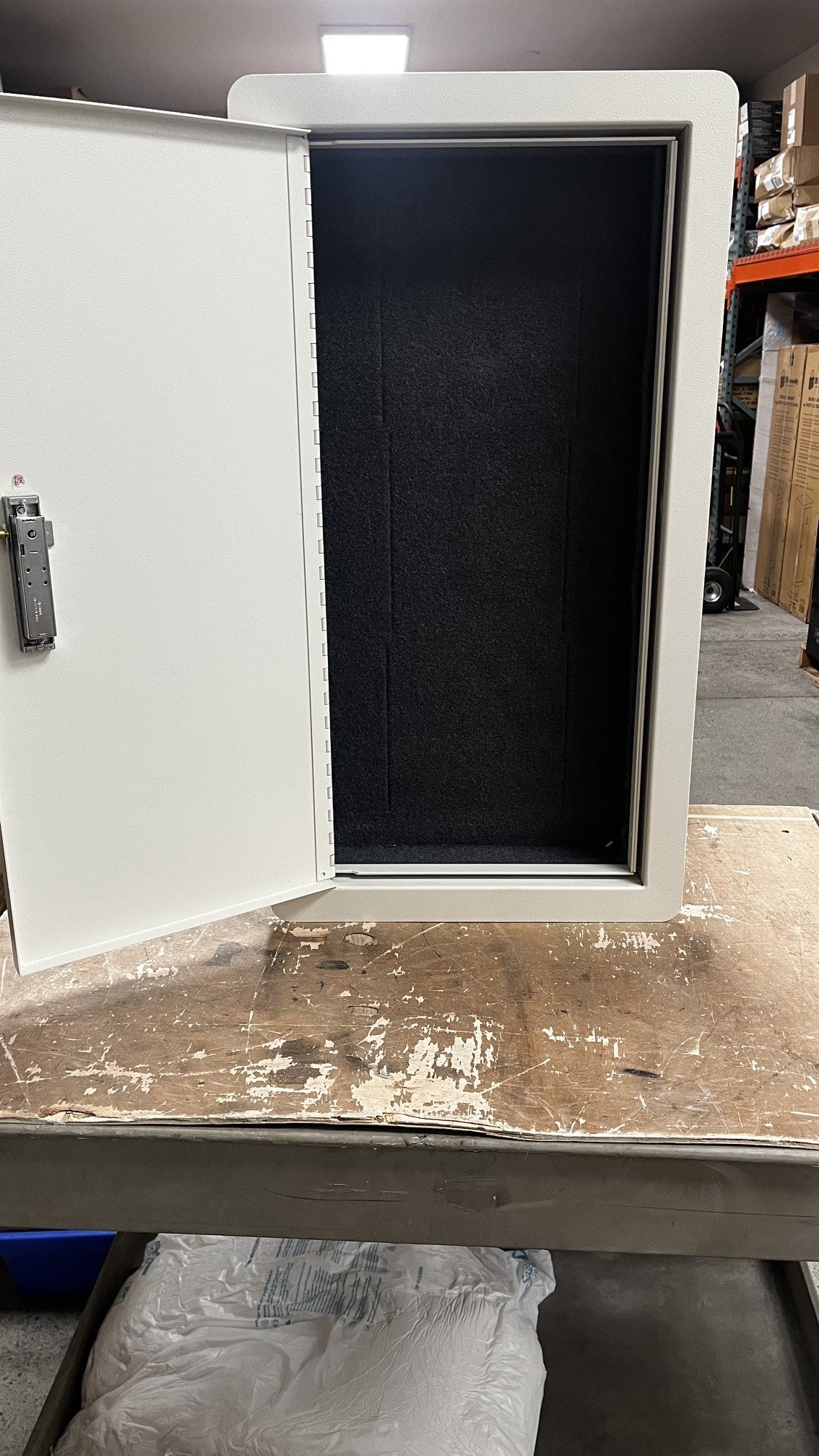 View of the inside of the safe. 