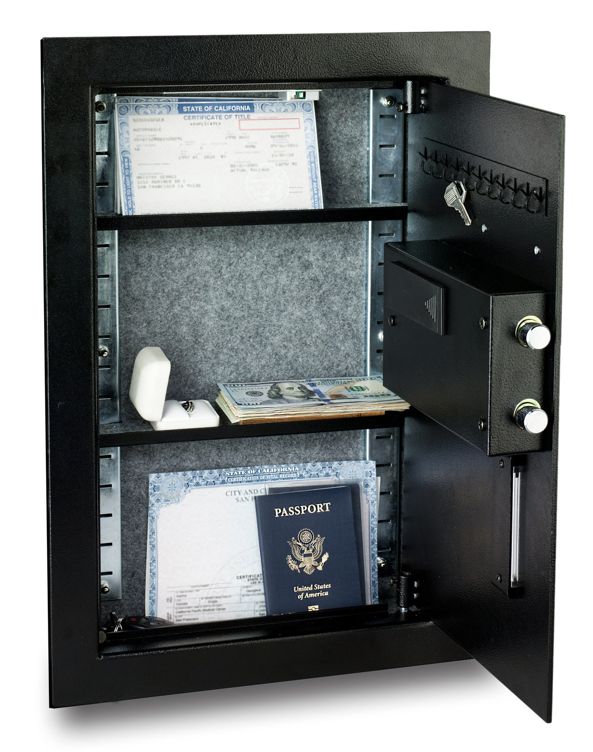 Viking VS-52BLR Biometric Fingerprint Hidden Wall Safe (VS-52BL) Door Open with Contents 2