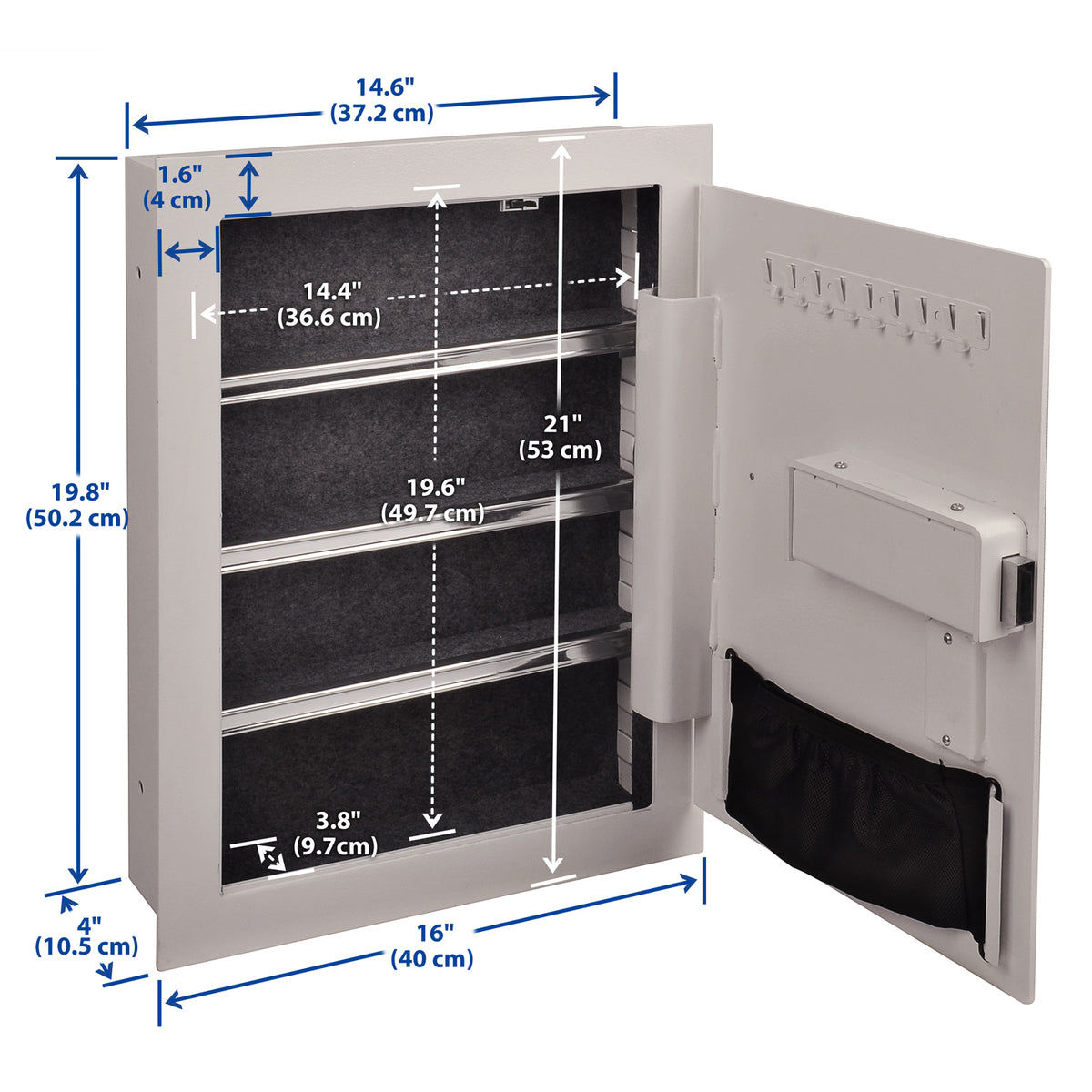 Viking VS-52SXW Mechanical Hidden Wall Safe with Simplex Lock White Outside Dimensions