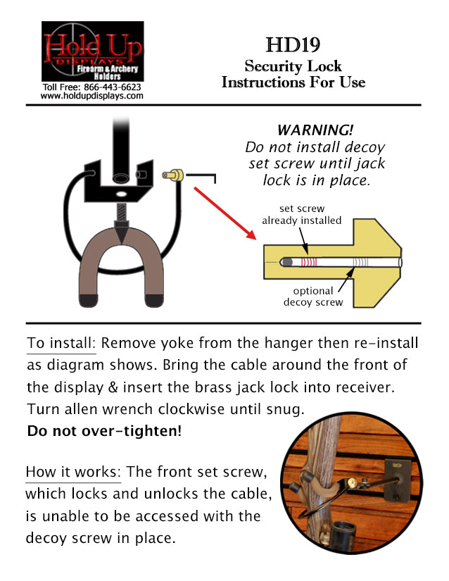 Hold Up Displays Security Lock - HD19 Instructions