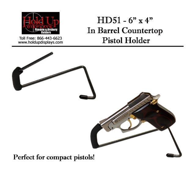 Hold Up Displays In Barrel Countertop Pistol Holder HD51 6" x 4"