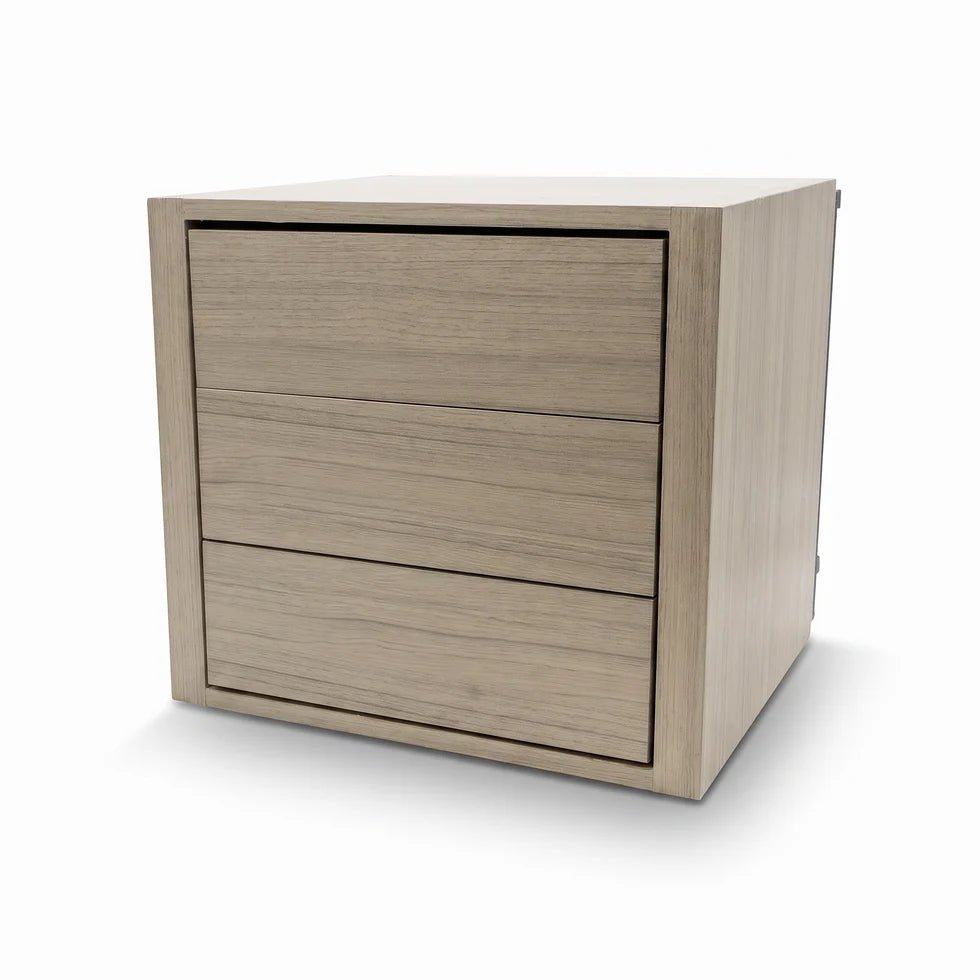 Liberty Pro Flex Jewelry Drawer closed with all three drawers stacked in a light wood-grain finish with push-to-open fronts