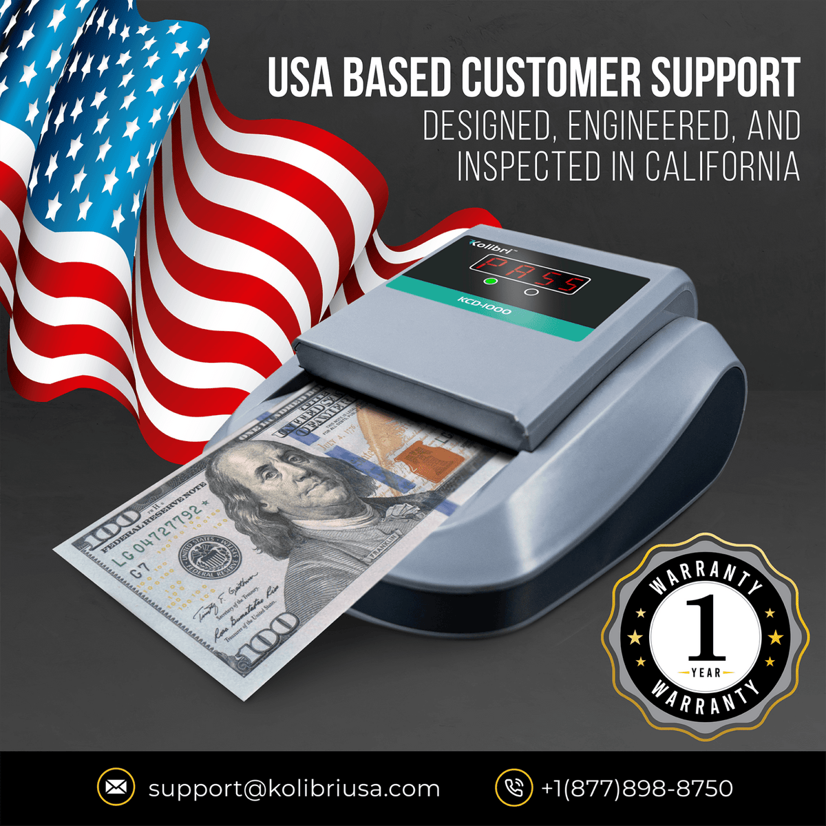 CDM-1700 Money Counter Machine With UV/MG/IR Detection – Bill Counter With LCD Display – 1900 Notes/Min, Batch & Add Modes