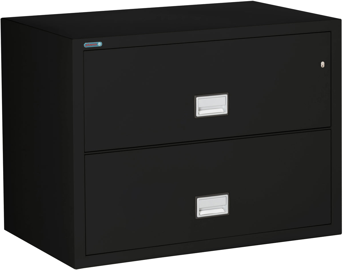 Phoenix Safe LAT2W38 38" 2 Drawer Lateral Size Fire File Cabinet Black