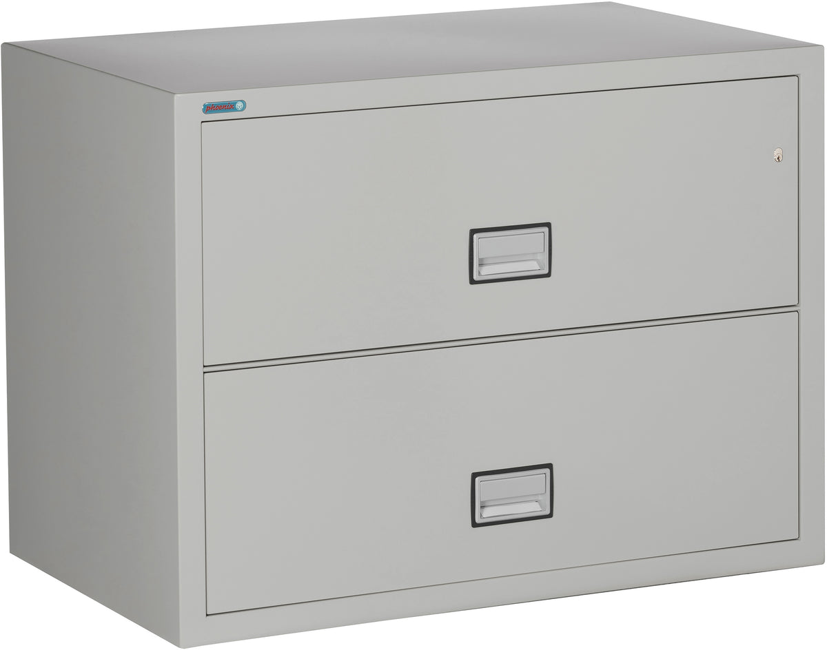 Phoenix Safe LAT2W38 38&quot; 2 Drawer Lateral Size Fire File Cabinet Light Gray