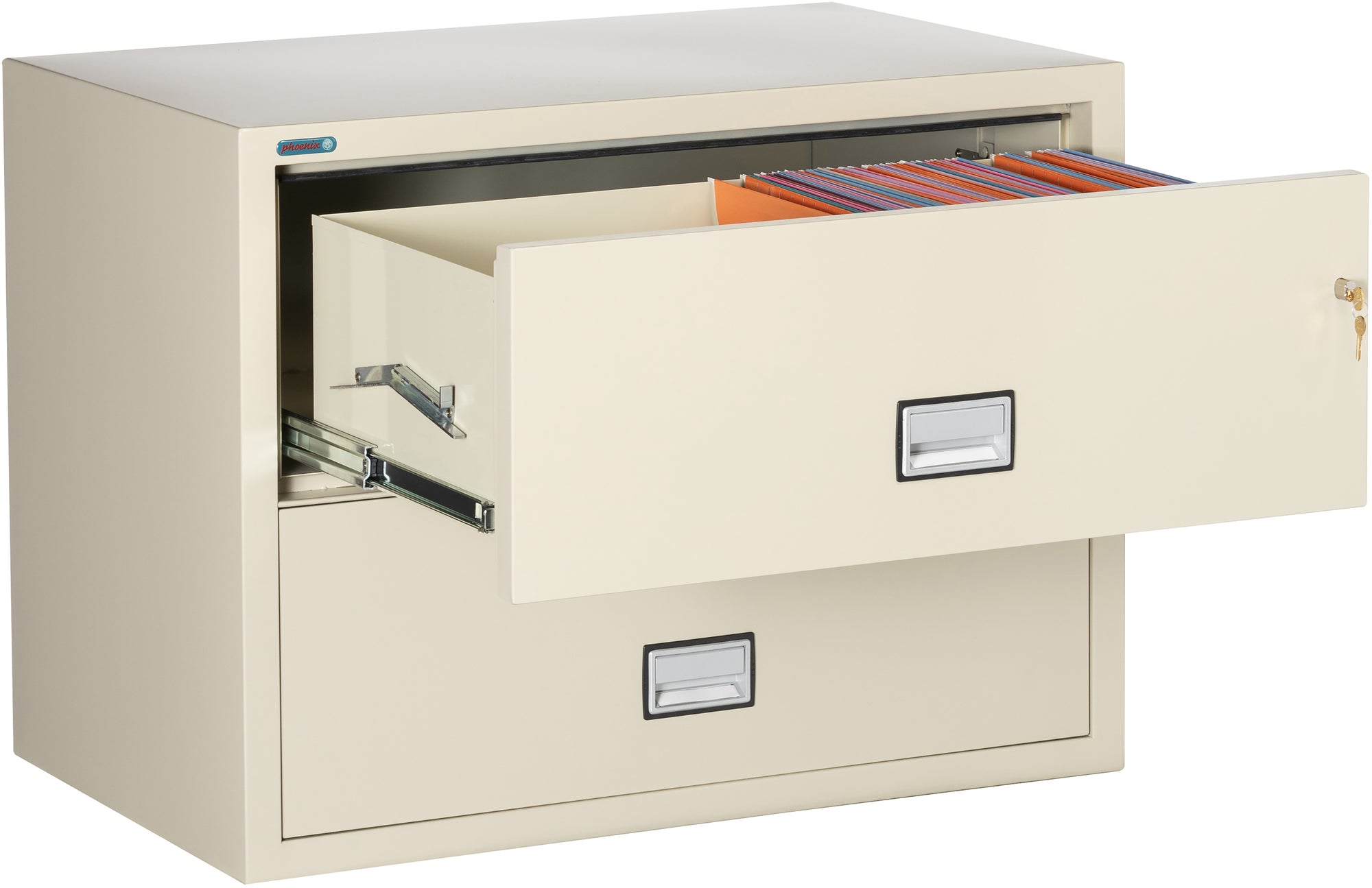 Phoenix Safe LAT2W38 38" 2 Drawer Lateral Size Fire File Cabinet Putty