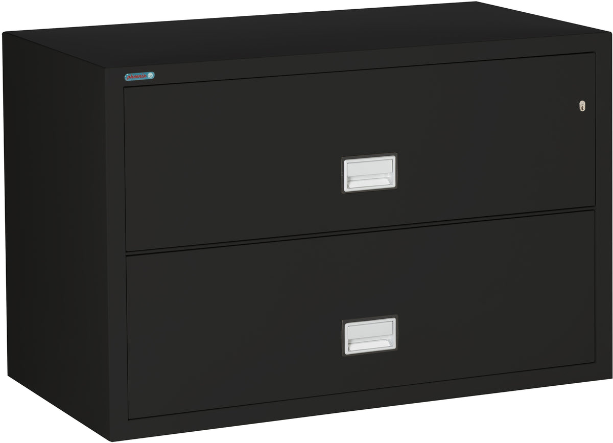 Phoenix Safe LAT2W44 44&quot; 2 Drawer Lateral Size Fire File Cabinet Black