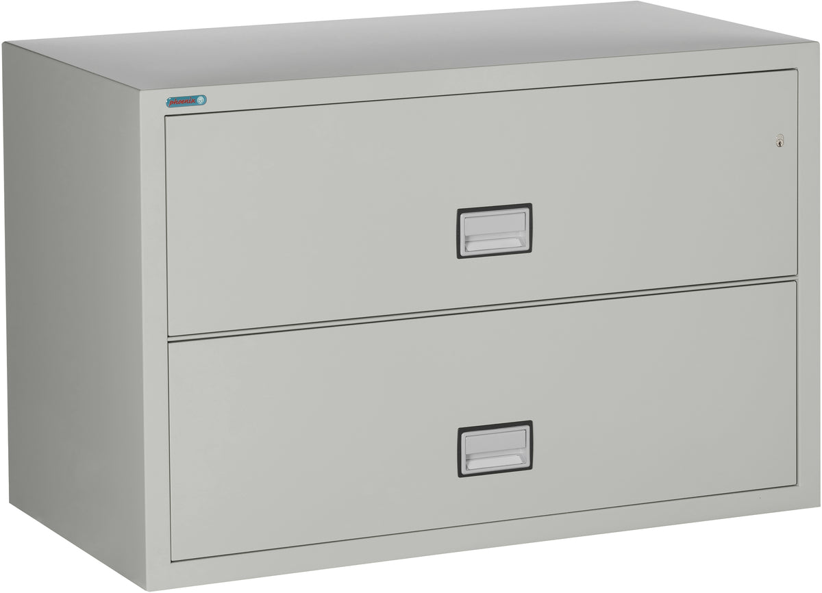 Phoenix Safe LAT2W44 44&quot; 2 Drawer Lateral Size Fire File Cabinet Light Gray