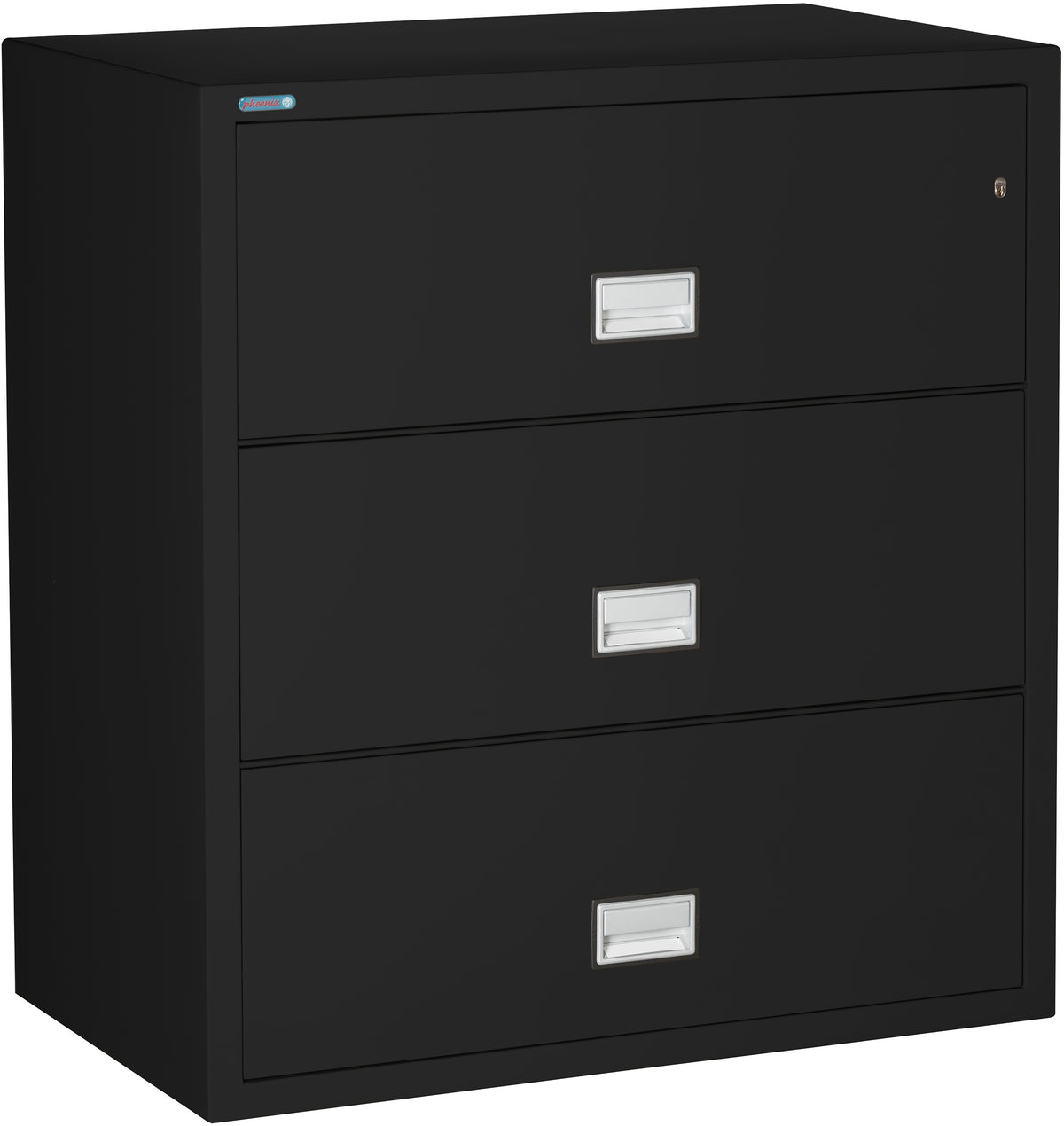 Phoenix Safe LAT3W38 38" 3 Drawer Lateral Size Fire File Cabinet Black