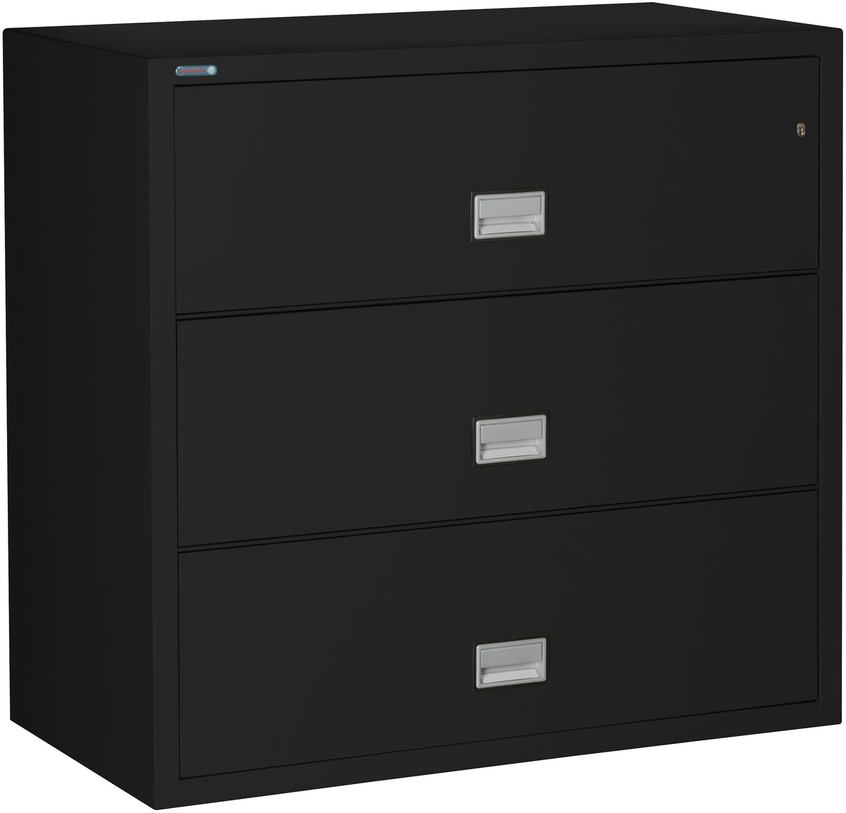 Phoenix Safe LAT3W44 44" 3 Drawer Lateral Size Fire File Cabinet Black